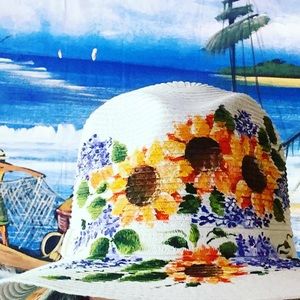 Women hand painted bucket hat.